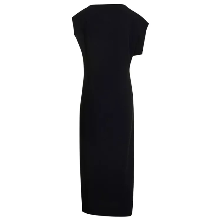 The Row Blathine Long Asymetric Black Dress With Conceale Black