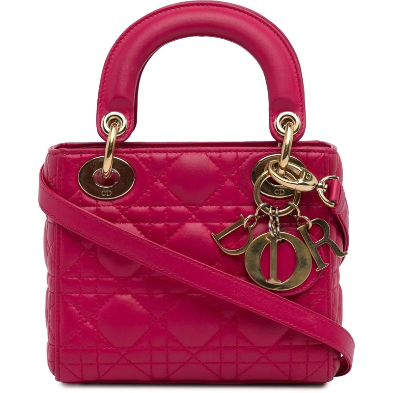 Christian Dior Tote Mini Lambskin Cannage Lady Dior rose