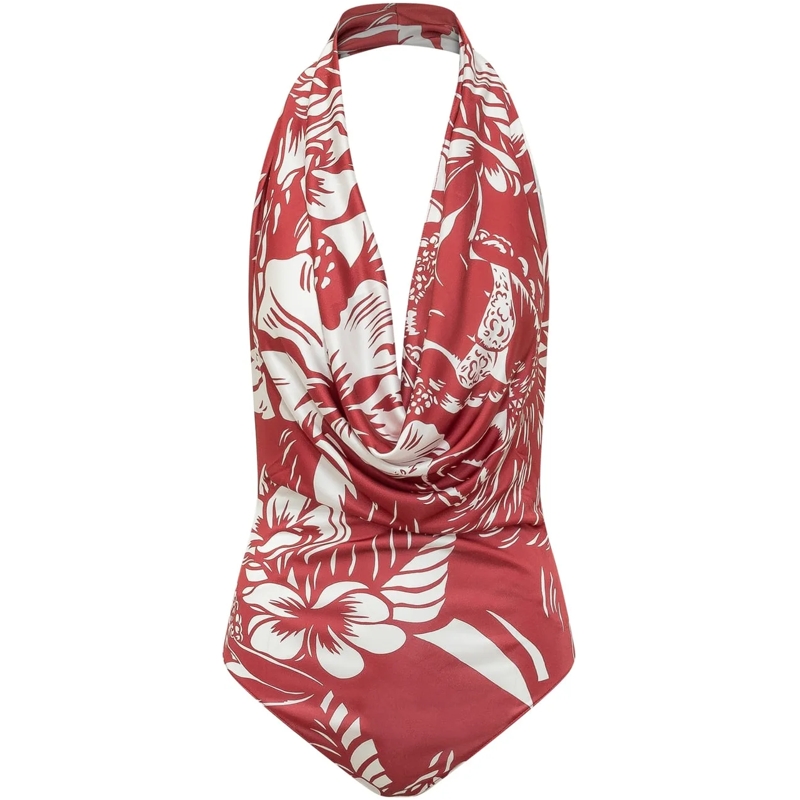 Dsquared2 Body Body con Scollo All American e Stampa Floreale Dan rot