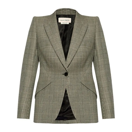 Alexander McQueen  Gray Check-Pattern Single Breasted Jacket Grey