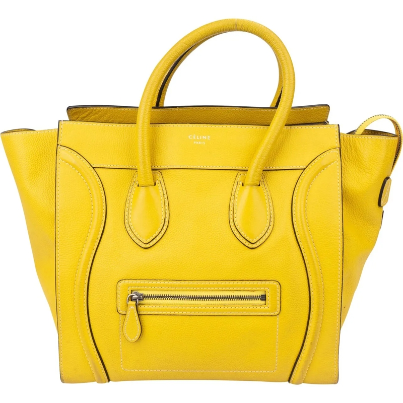Celine Schultertasche Celine Yellow Leather Luggage Handbag gelb