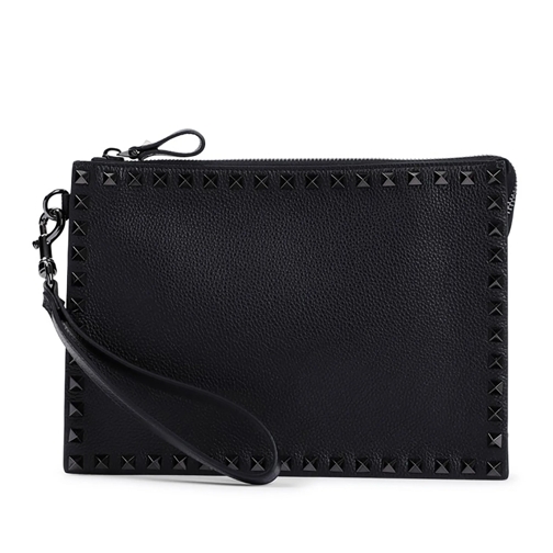 Valentino Pochette Handle Flat Pouch Black