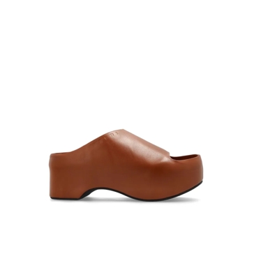 サンダル・ミュール Marni Brown Heel Slip-On Sandals With Design Marni Brown Heel Slip-On Sandals With Design Brown | Sandale