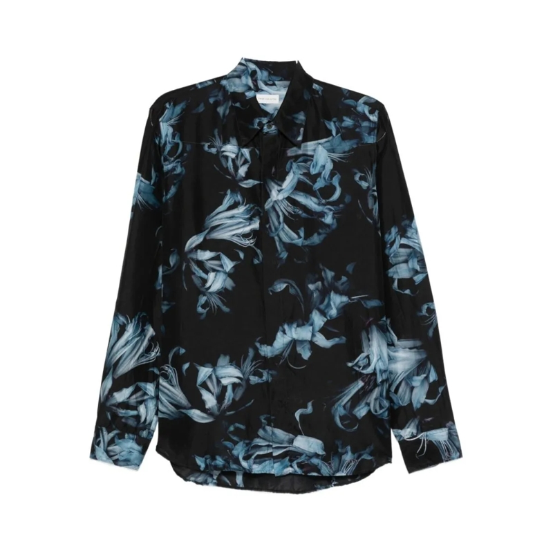 Dries Van Noten Hemd Floral Print Long-Sleeve Shirt Black
