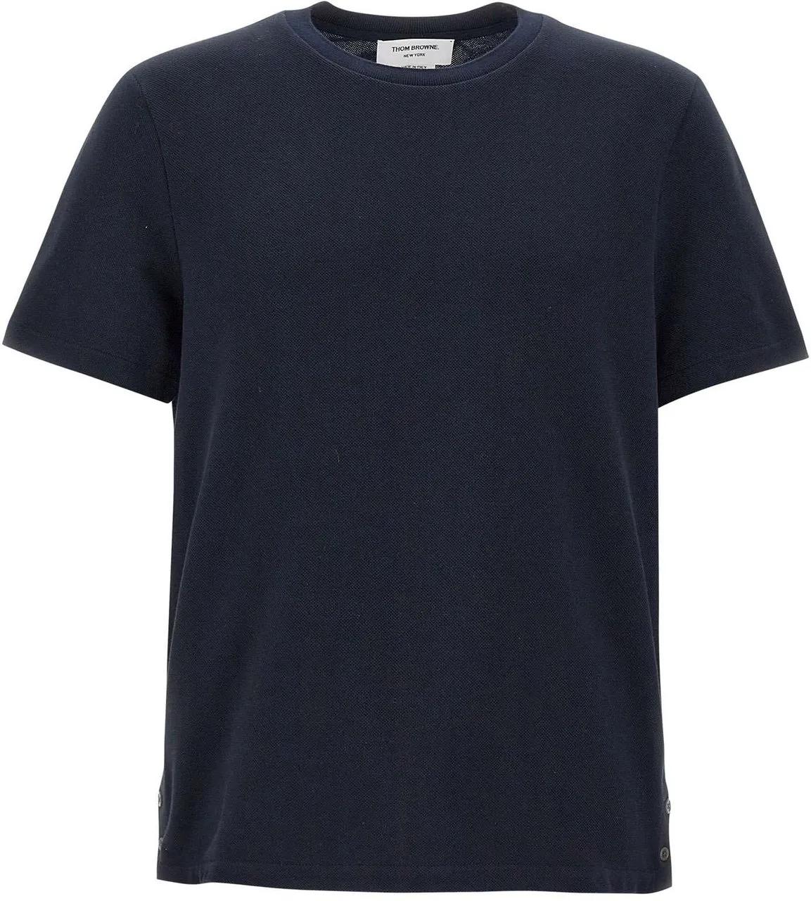 Thumbnail - Thom Browne - Crew Neck Cotton T-Shirt With Distinctive Logo - Größe XXL - blue