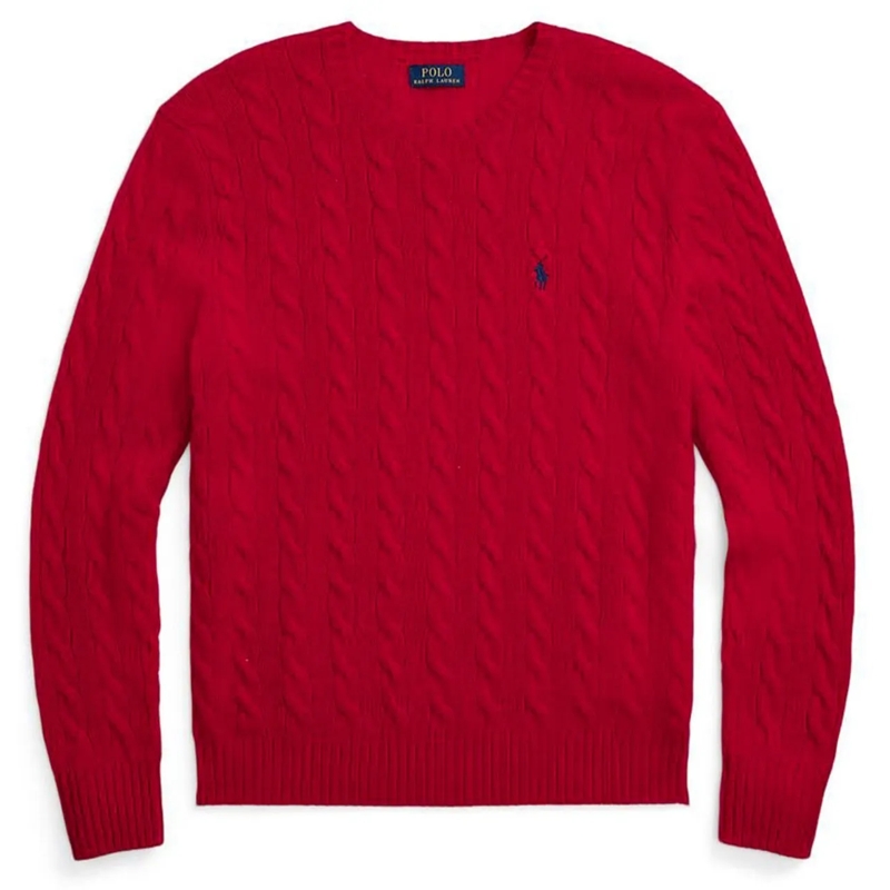 Polo Ralph Lauren  Cable-Knit Sweater With Classic Crew Neckline And  Red