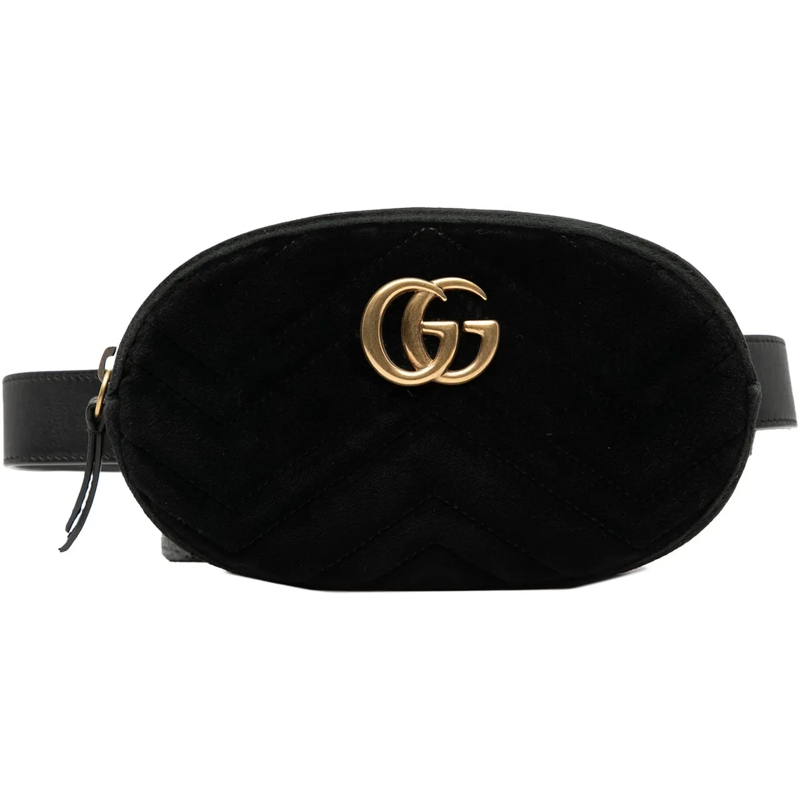 Gucci Gürteltasche GG Marmont Matelasse Velvet Belt Bag schwarz