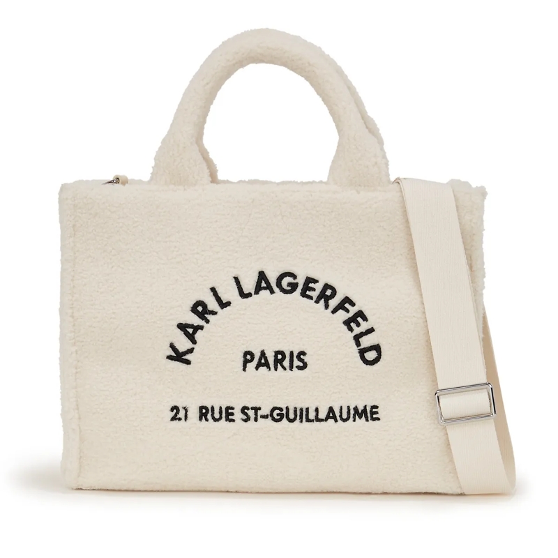 Karl Lagerfeld Shopper Rue St-Guillaume Tote-Bag aus Lammfell offwhite
