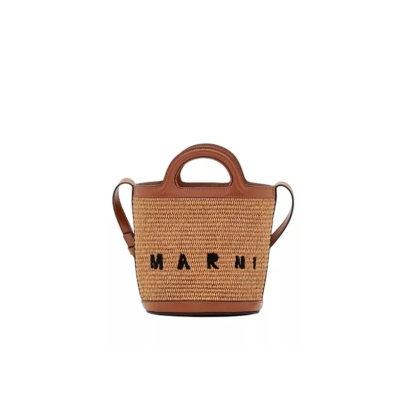 Marni Bucket Bag Brown Cotton Blend And Leather Handbag Brown(Image 2)