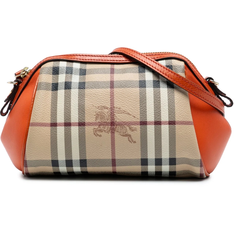 Burberry Schultertasche Haymarket Check Coated Canvas Crossbody braun