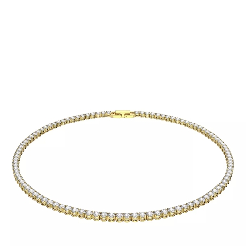 Swarovski Tennis Deluxe Round cut Gold-tone plated Kurze Halskette