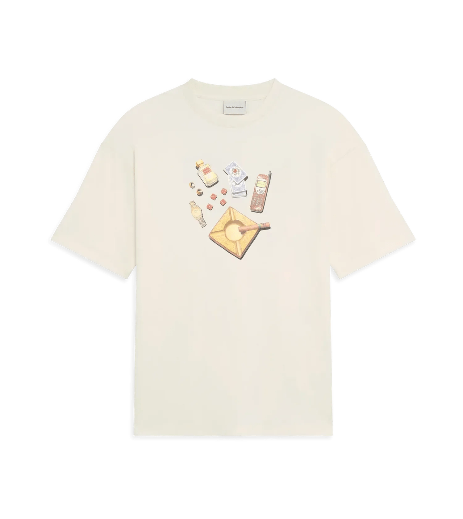 Drôle De Monsieur - T-Shirt mit Soirée-Print - Größe M - creme