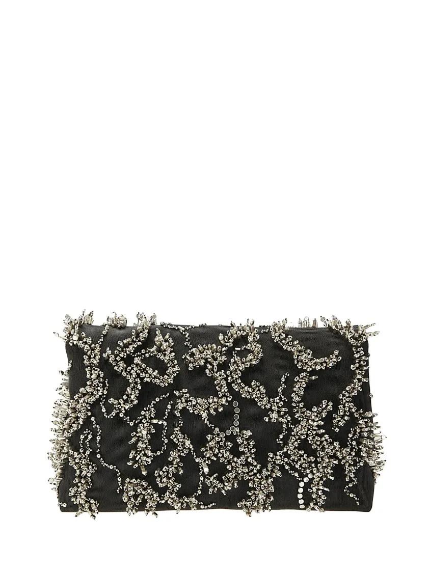 Dries Van Noten Clutches Fabric And Leather Pouch in zwart
