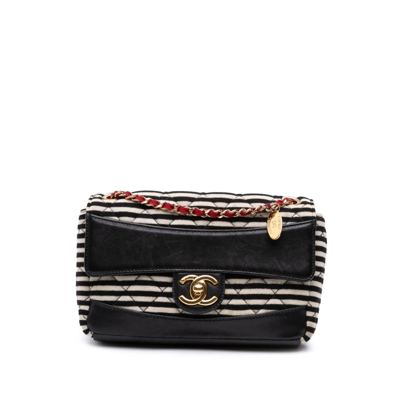 Chanel Sac à bandoulière Small Quilted Jersey Coco Sailor Single Flap weiß