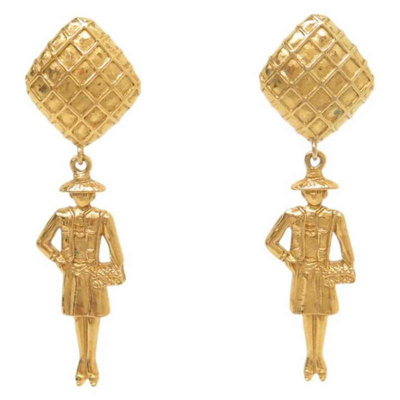 Chanel Ohrstecker VINTAGE CHANEL COCO 1970 HÃ„NGENDE OHREN CLIPS AUS gold