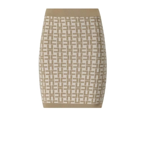 Elisabetta Franchi  Monogram Butter Beige Knitted Skirt Neutrals