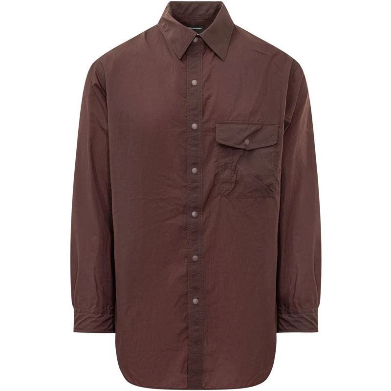 Y-3 Legeres Oberteil Camicia Overshirt con Tasca braun