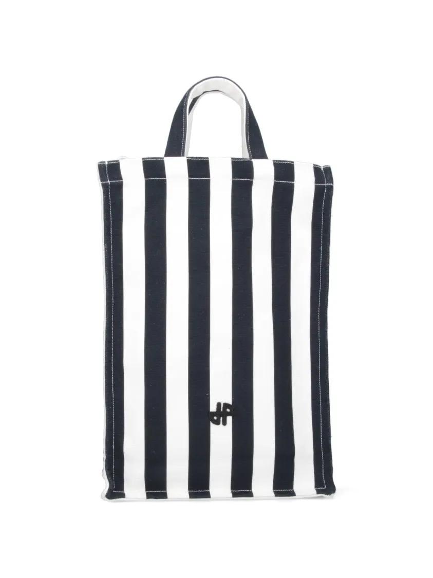 Patou Shoppers & Totes "Striped Tote" Bag – Black in zwart