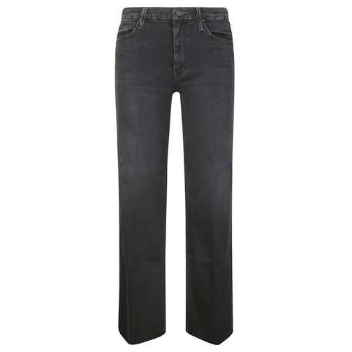 Mother Jeans Straight Leg Stretch Cotton Jeans With Raw Cut Hem Black