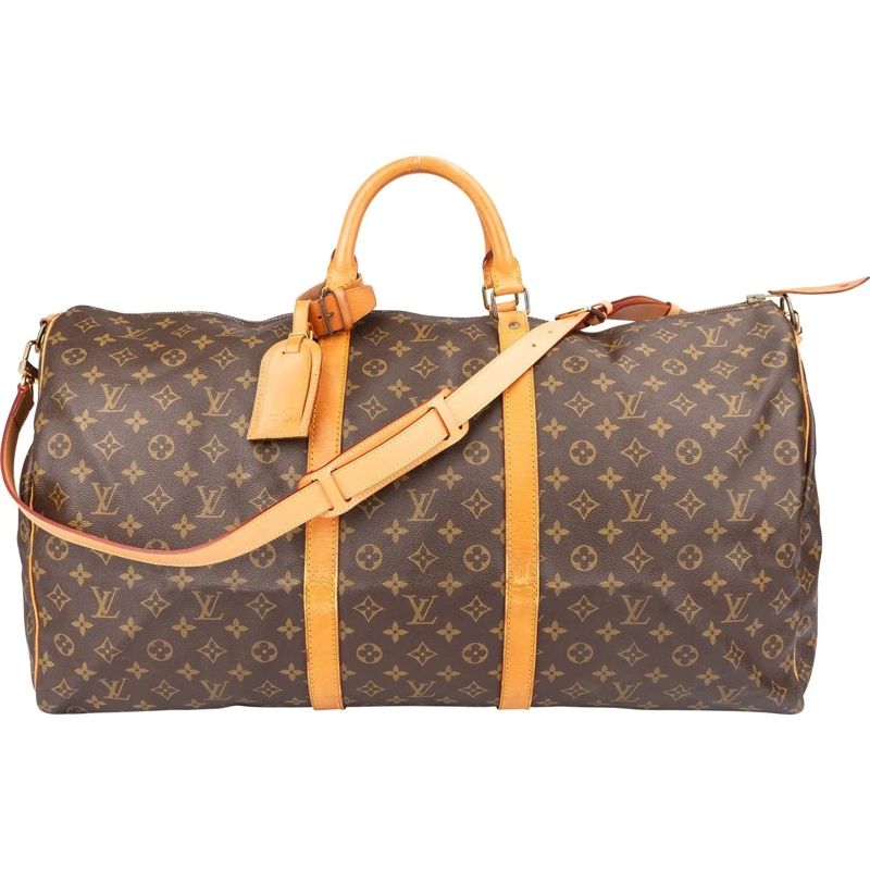 Louis Vuitton Schultertasche Louis Vuitton Canvas Monogram Keepall 60 Bandoulie braun