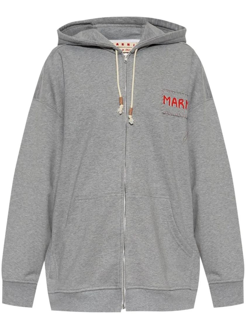 Marni - Grey Loopback Hoodie - Größe 40 - grau