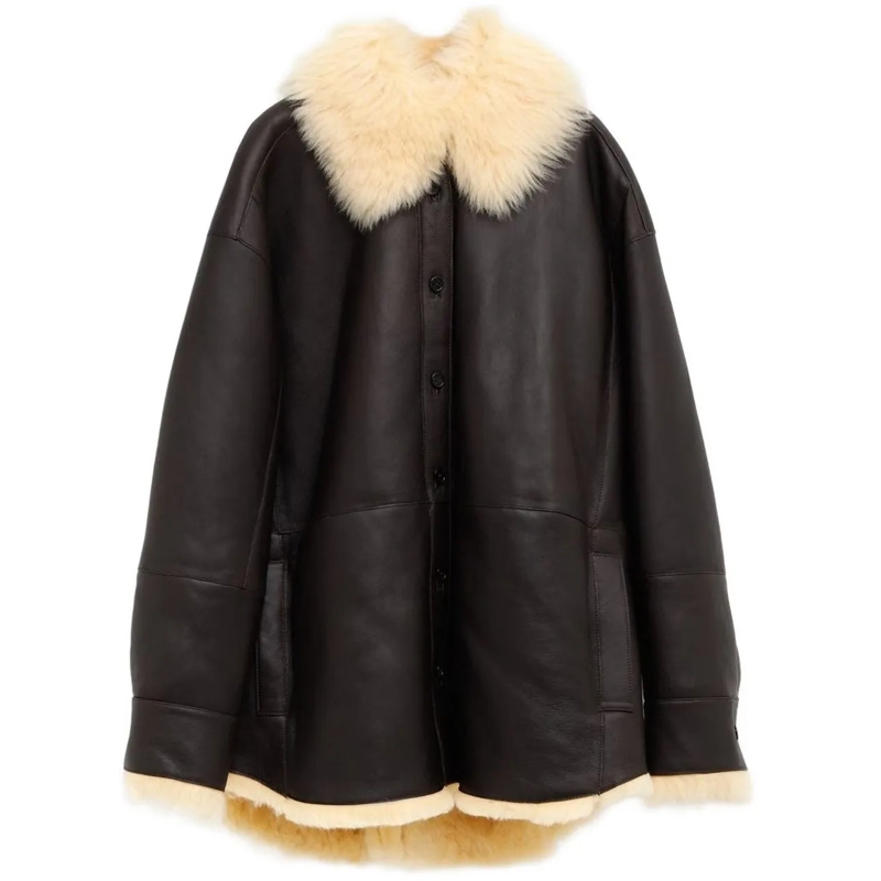 Acne Studios Lederjacke Jackets Marrone Scuro braun