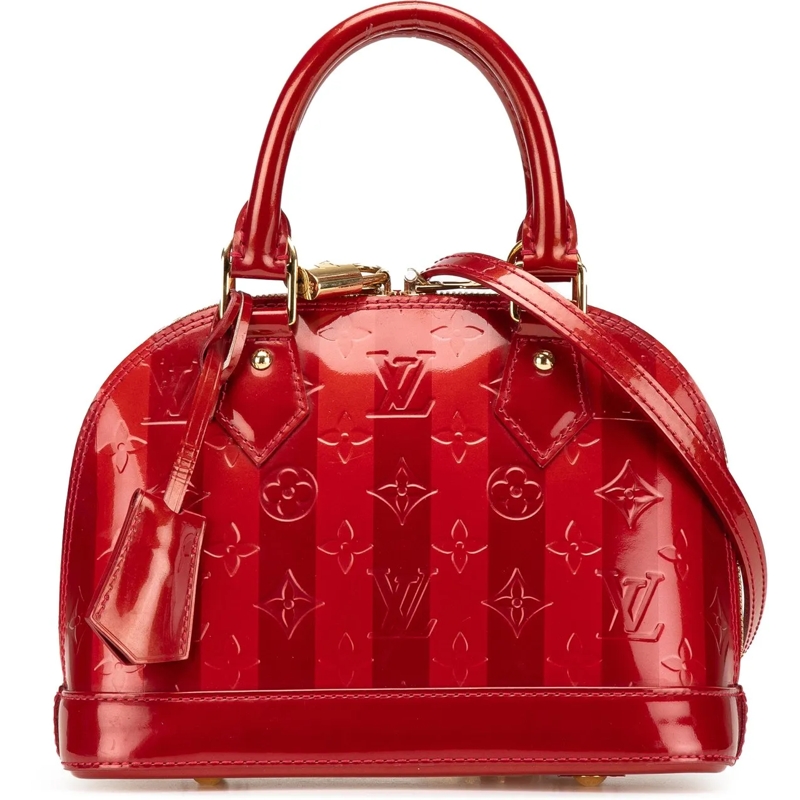 Louis Vuitton Sac à bandoulière Monogram Vernis Rayures Alma BB rot