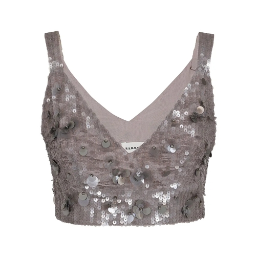 P.A.R.O.S.H. Top Knitted Bralette With V-Neck And Cropped Design Grey