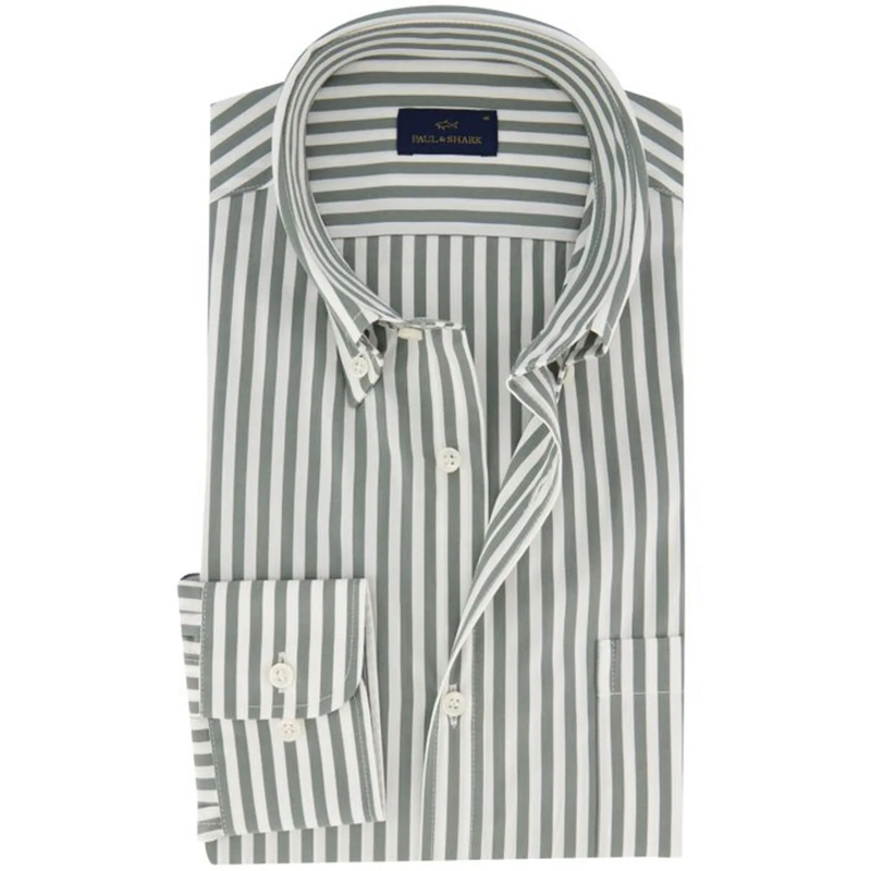 Paul & Shark Legeres Oberteil Overhemd gestreept grün