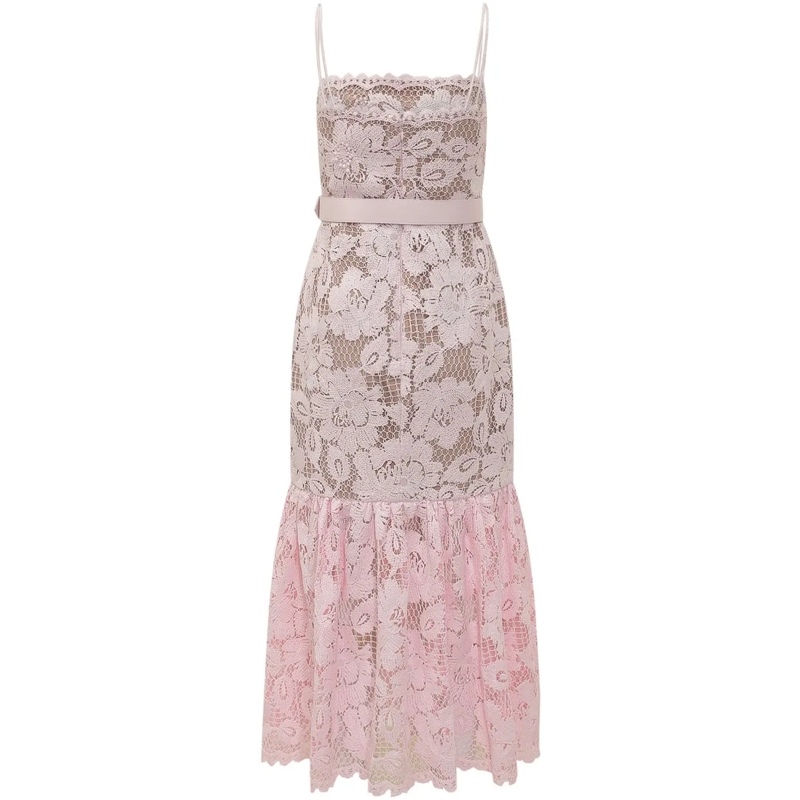 Self Portrait Maxikleid Abito Midi in Pizzo Rosa rose(Image 2)
