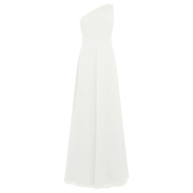 Apart Abendkleid One-Shoulder Chiffonkleid creme