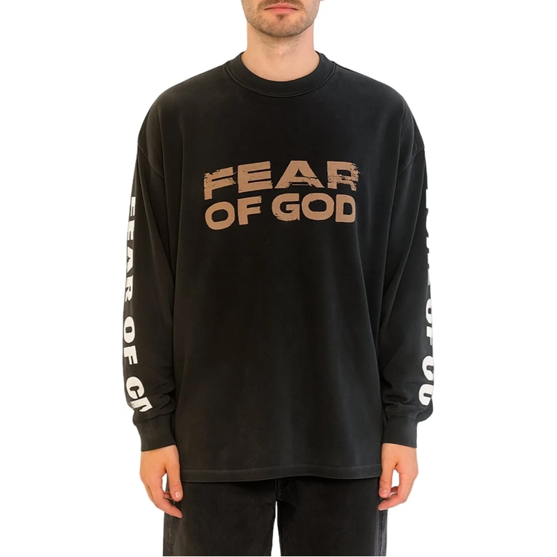 FEAR OF GOD T-Shirt RELAXED LS "FEAR OF GOD" TEE BLACK schwarz