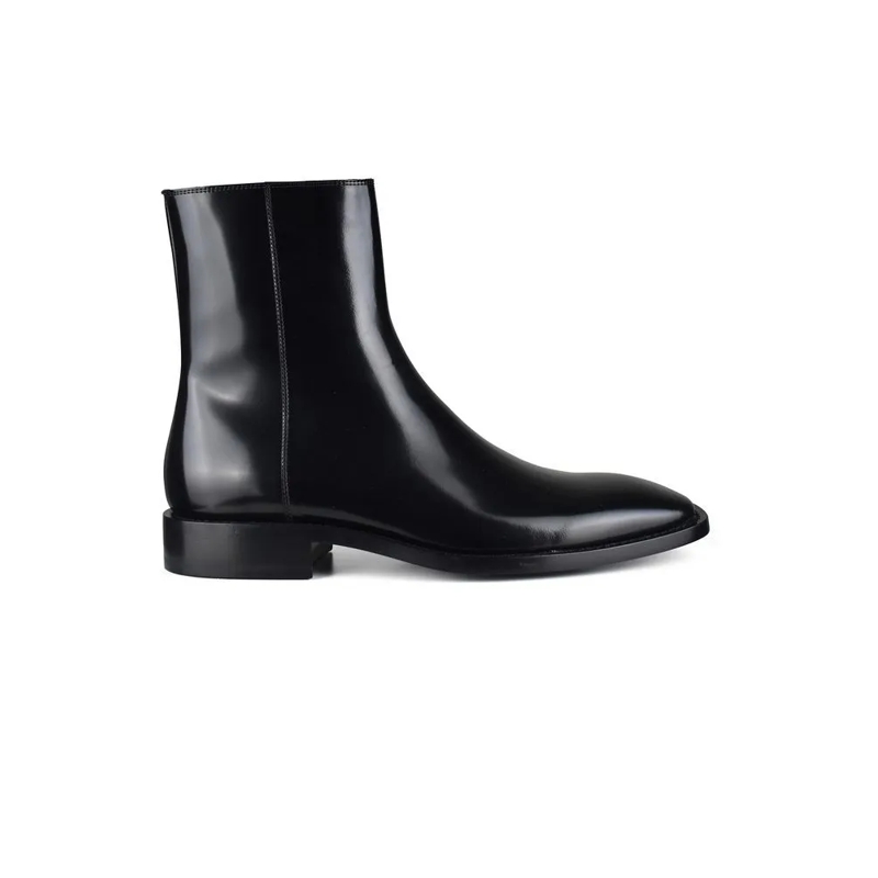 Balenciaga Stiefel Glossy Patent Leather Boots With Square Toe Black