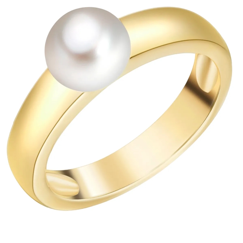 Valero Pearls Ring Sterling Silber Perlen-Ring Süßwasser-Zuchtperle gold