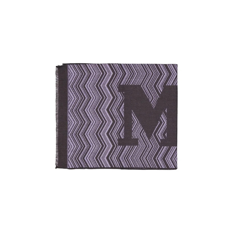 Missoni Lichtgewicht Sjaal Chevron Pattern Wool Scarf With Fringe Detail Grey