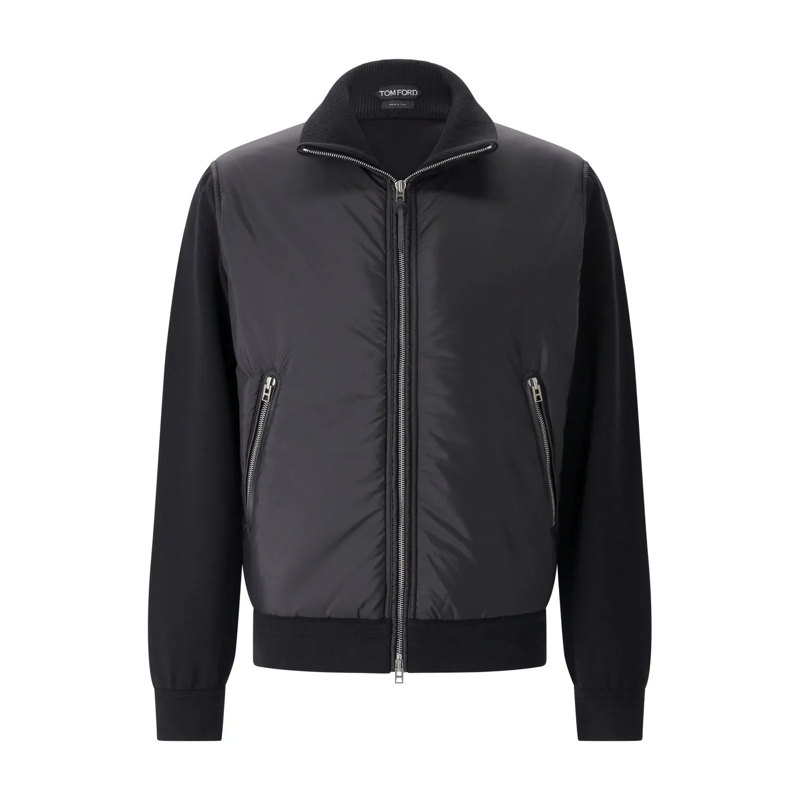 Tom Ford Blazer Bomberjacke aus Material-Mix Schwarz