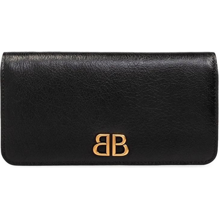 Balenciaga Logo Plaque Bifold Wallet schwarz Geldborse