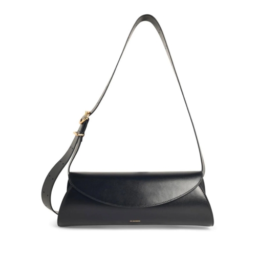 Jil Sander Schultertasche Large 'Cannolo' Black Leather Bag Black