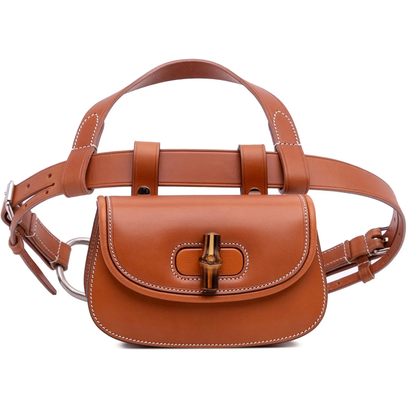 Gucci Sac de ceinture Mini Leather Bamboo 1947 Belt Bag braun