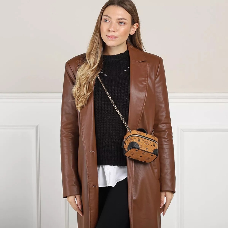 MCM Brown Visetos Coated Canvas and Leather Embellished Mini