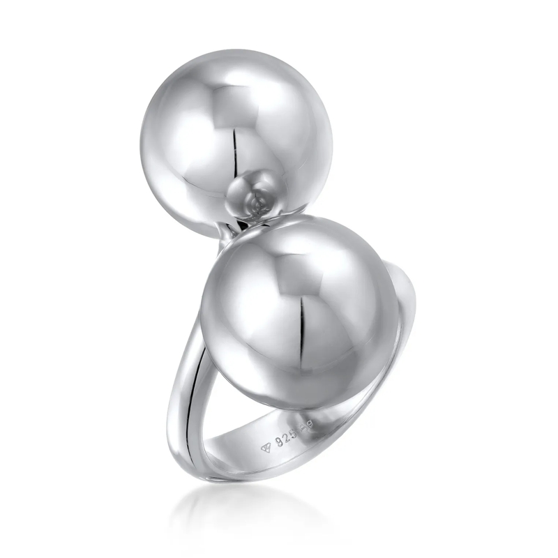 Elli Ring Ring Rund Kugel Design Offen 925 Sterling Silber silber