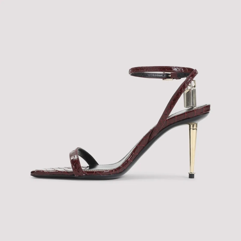 Tom Ford Sandalen Burgundy Leather High-Heeled Sandals Burgundy