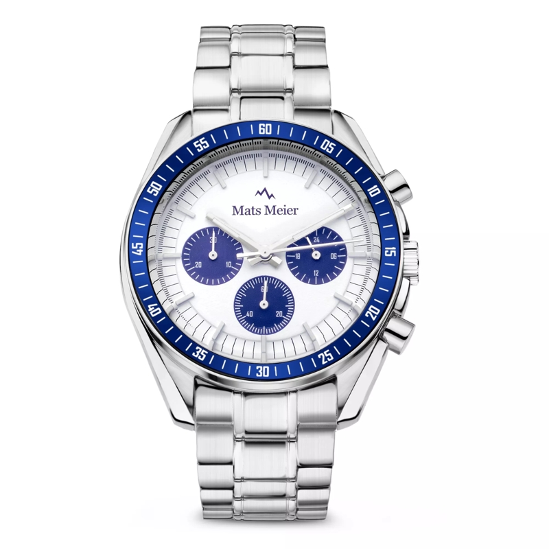 Mats Meier Chronographe Arosa Racing Uhr Silber