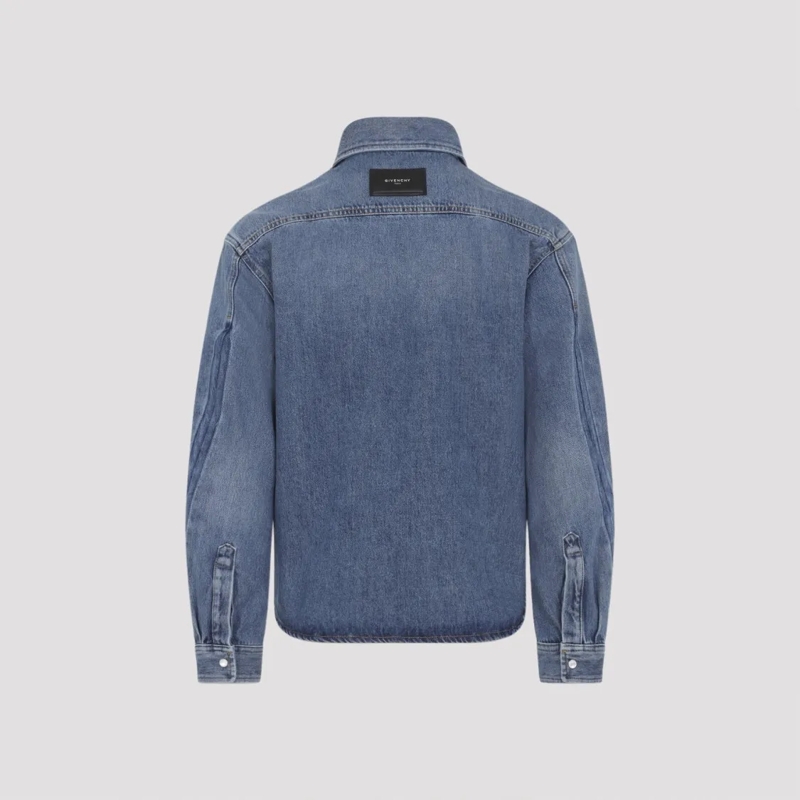 Givenchy Overhemd Denim Blue Casual Shirt With Button-Down Front Blue