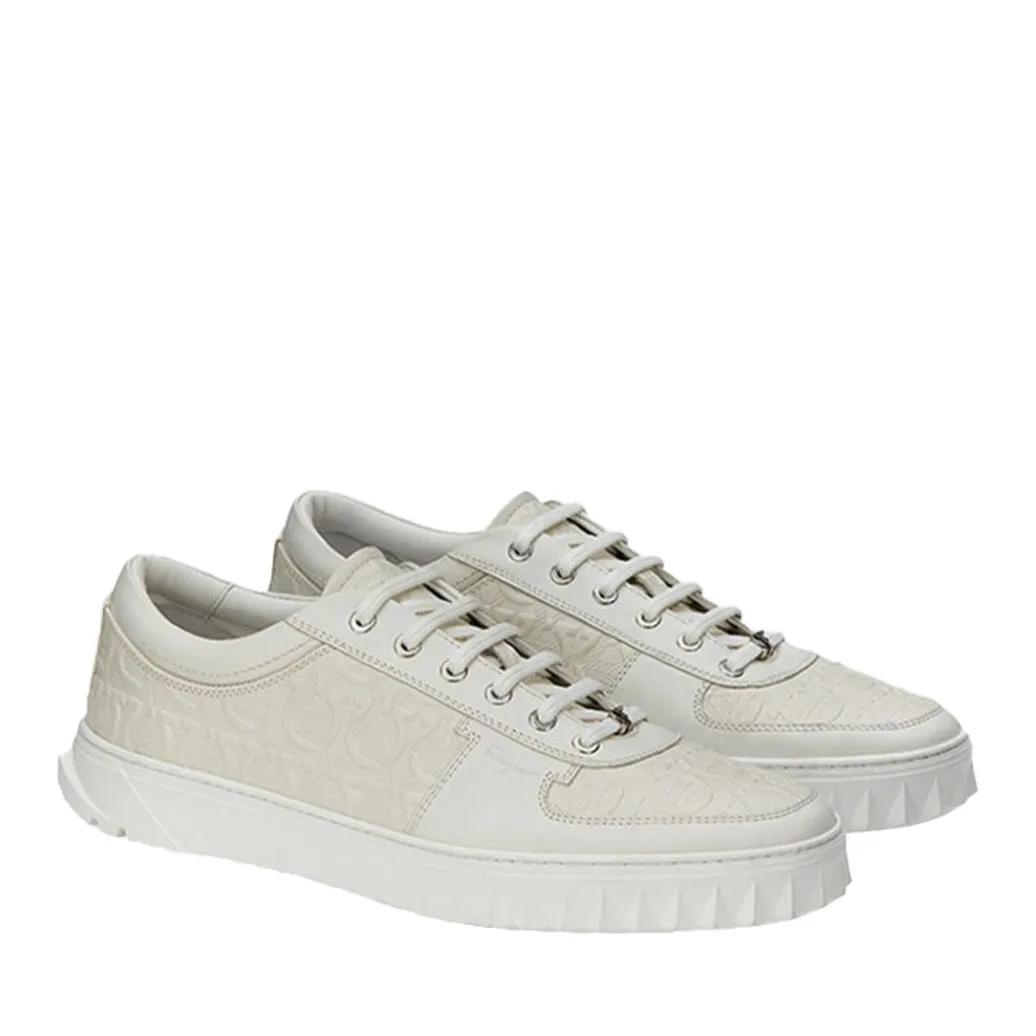 スニーカー Salvatore Ferragamo Shark-Tooth Detailed Leather Sneakers Ferragamo Salvatore Shark-tooth Detailed Leather Sneakers In