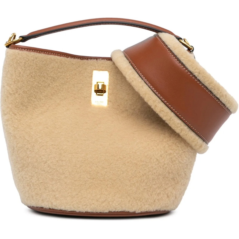Celine Draagtas Shearling Bucket 16 braun