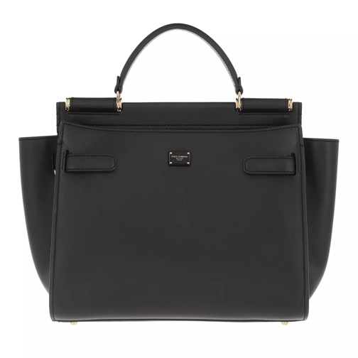 Dolce&Gabbana Sicily Medium Top Handle Bag Leather Black Satchel