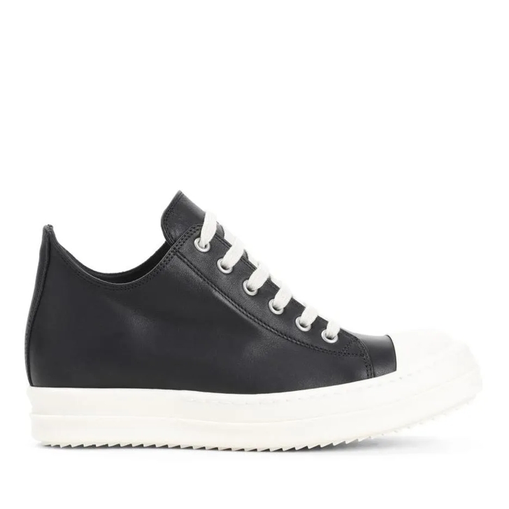 Black leather low tops hotsell