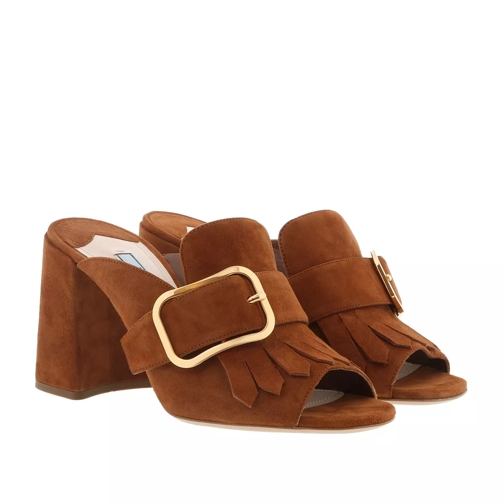 Prada Sandals With Fringe Leather Palisandro Mule