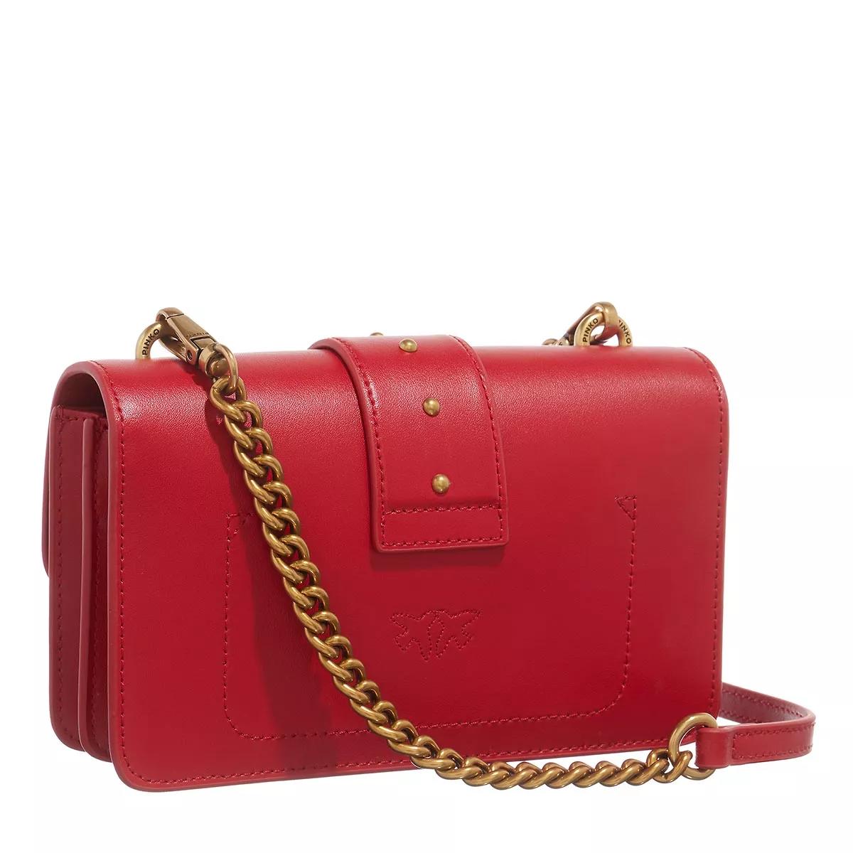 Pinko Love One Mini Cl Rosso Granato-Antique Gold | Borsetta a